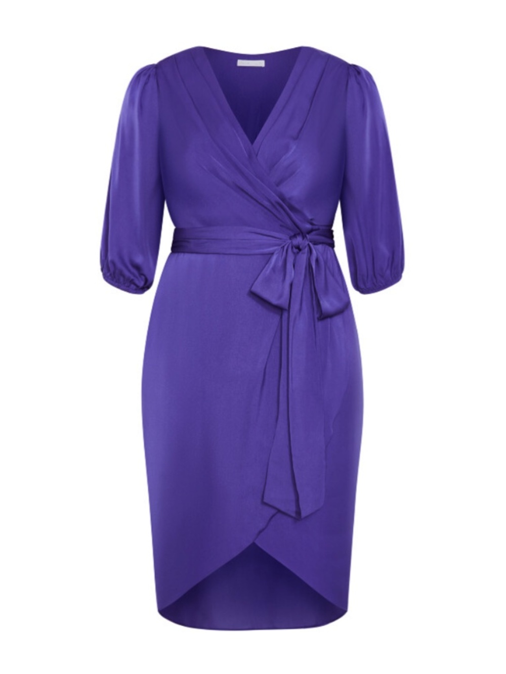 City Chic Opulent Elbow Sleeve Dress in Violet